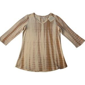 NWT Belle Karen Gravel Womens Tie Dye 3/4 Sleeve T-Shirt XXS